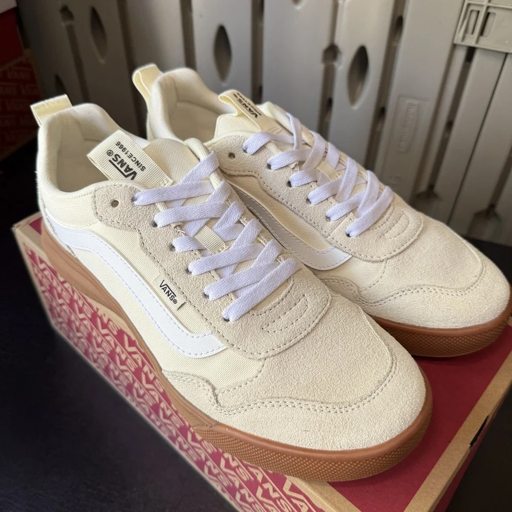 Vans Range EXP Men's Suede Sneakers Shoes White Gum Men's Size 10